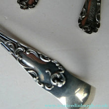 Load image into Gallery viewer, EDWARDIAN Hallmarked Silver Teaspoons (FOUR) and matching Art Nouveau Sugar Tongs
