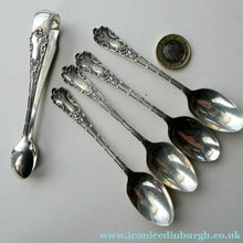 Load image into Gallery viewer, 1901 Edwardian Teaspoons and Silver Sugar Tongs
