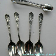 Load image into Gallery viewer, 1901 Edwardian Teaspoons and Silver Sugar Tongs
