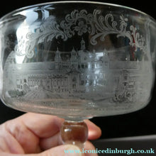 Load image into Gallery viewer, 1901 Glasgow International Exhibition Antique Glass Souvenir Footed Sundae Dish
