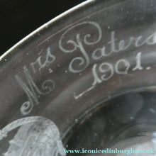 Load image into Gallery viewer, 1901 Glasgow International Exhibition Antique Glass Souvenir Footed Sundae Dish
