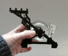 Load image into Gallery viewer, Aesthetic Movement. Antique Cast Iron Inkwell and Dip Pen Stand with Glass Snail Inkwell
