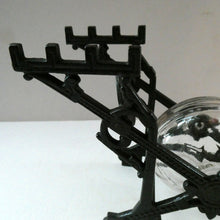 Load image into Gallery viewer, Aesthetic Movement. Antique Cast Iron Inkwell and Dip Pen Stand with Glass Snail Inkwell
