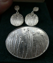 Load image into Gallery viewer, Vintage OLA GORIE Silver Brooch: MACHAIR Brooch with Matching Pierced Earrings. In Original Box
