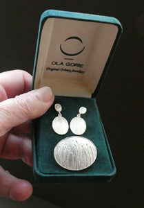 intage OLA GORIE Silver Brooch: MACHAIR Brooch with Matching Pierced Earrings. In Original Box