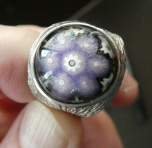 Load image into Gallery viewer, 1975 SCOTTISH Hallmarked Solid Silver &amp; Millefiori CAITHNESS GLASS Large Ring (Size R)
