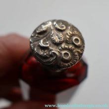 Load image into Gallery viewer, 1902. Antique EDWARDIAN Facet Cut Ruby Glass and Hallmarked Silver Topped Perfume Bottle
