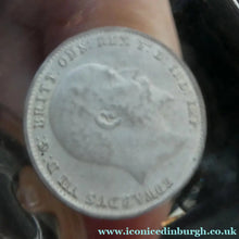 Load image into Gallery viewer, Rare KING EDWARD VII (1902) Engraved Coronation Glass with Hollow Stem Containing a Silver Three Pence Coin
