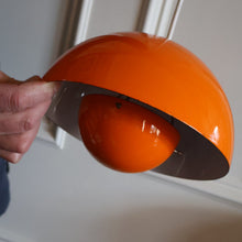 Load image into Gallery viewer, Genuine Vintage DANISH 1960s VERNER PANTON Pendant &quot;Flowerpot&quot; Metal Lampshade. Tangerine Enamel Finish
