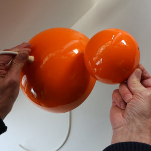 Genuine Vintage DANISH 1960s VERNER PANTON Pendant "Flowerpot" Metal Lampshade. Tangerine Enamel Finish