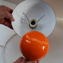 Load image into Gallery viewer, Genuine Vintage DANISH 1960s VERNER PANTON Pendant &quot;Flowerpot&quot; Metal Lampshade. Tangerine Enamel Finish
