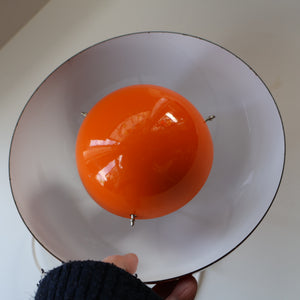 Genuine Vintage DANISH 1960s VERNER PANTON Pendant "Flowerpot" Metal Lampshade. Tangerine Enamel Finish