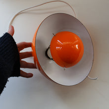 Load image into Gallery viewer, Genuine Vintage DANISH 1960s VERNER PANTON Pendant &quot;Flowerpot&quot; Metal Lampshade. Tangerine Enamel Finish
