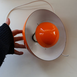 Genuine Vintage DANISH 1960s VERNER PANTON Pendant "Flowerpot" Metal Lampshade. Tangerine Enamel Finish