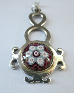 Vintage 1970s SCOTTISH Silver & Millefiori CAITHNESS GLASS Pendant. Edinburgh Hallmark 1971