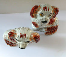 Load image into Gallery viewer, Red and White Patches. Antique Staffordshire Chimney Spaniels Dogs. Victorian
