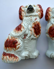 Load image into Gallery viewer, Red and White Patches. Antique Staffordshire Chimney Spaniels Dogs. Victorian
