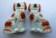 Load image into Gallery viewer, Red and White Patches. Antique Staffordshire Chimney Spaniels Dogs. Victorian
