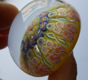 Vintage Scottish Perthshire Paperweight Yellow Ground 9 Spokess