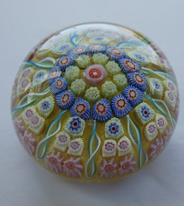 Vintage Scottish Perthshire Paperweight Yellow Ground 9 Spokess