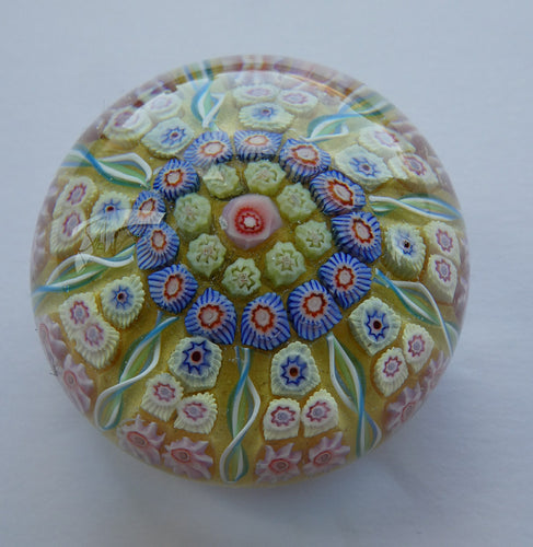 Vintage Scottish Perthshire Paperweight Yellow Ground 9 Spokess