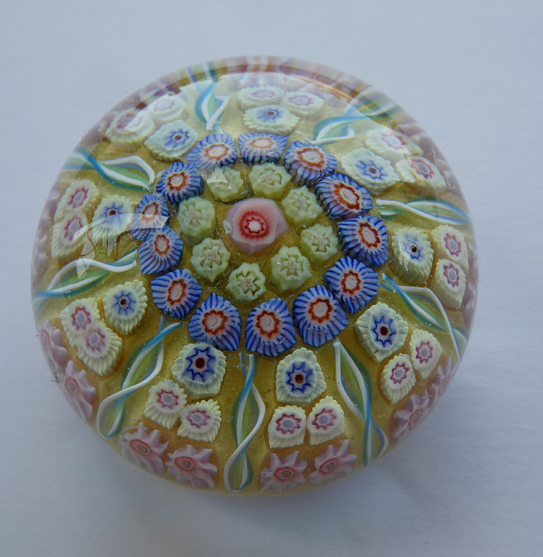 Vintage Scottish Perthshire Paperweight Yellow Ground 9 Spokess