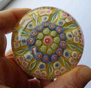 Vintage Scottish Perthshire Paperweight Yellow Ground 9 Spokess