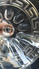 Load image into Gallery viewer, Set of FOUR Antique Cordial Glasses. Each with Etched Greek Key Pattern and Sliced Facets
