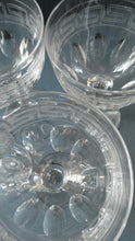 Load image into Gallery viewer, Set of FOUR Antique Cordial Glasses. Each with Etched Greek Key Pattern and Sliced Facets

