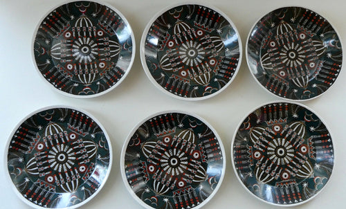  1960s SET OF SIX Portmeirion Side Plates. MAGIC CITY Design. 7 1/4 inches