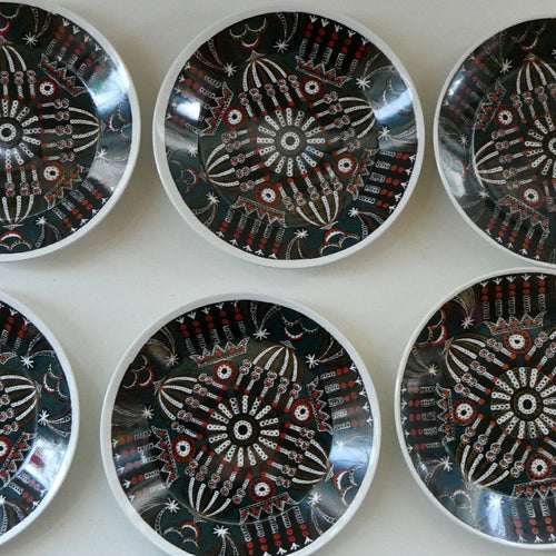  1960s SET OF SIX Portmeirion Side Plates. MAGIC CITY Design. 7 1/4 inches