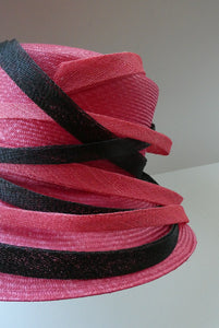 Vintage Bright Cerise Pink FORMAL Designer Hat; c 2000. Designed by EMMA B (unworn)