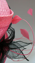 Load image into Gallery viewer, Vintage Bright Cerise Pink FORMAL Designer Hat; c 2000. Designed by EMMA B (unworn)

