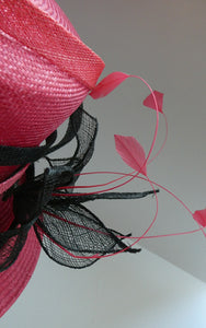 Vintage Bright Cerise Pink FORMAL Designer Hat; c 2000. Designed by EMMA B (unworn)