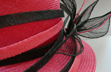 Load image into Gallery viewer, Vintage Bright Cerise Pink FORMAL Designer Hat; c 2000. Designed by EMMA B (unworn)
