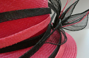 Vintage Bright Cerise Pink FORMAL Designer Hat; c 2000. Designed by EMMA B (unworn)