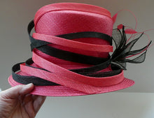 Load image into Gallery viewer, Vintage Bright Cerise Pink FORMAL Designer Hat; c 2000. Designed by EMMA B (unworn)
