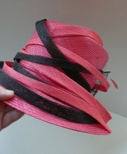 Load image into Gallery viewer, Vintage Bright Cerise Pink FORMAL Designer Hat; c 2000. Designed by EMMA B (unworn)
