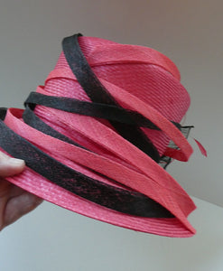 Vintage Bright Cerise Pink FORMAL Designer Hat; c 2000. Designed by EMMA B (unworn)