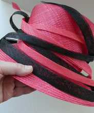 Load image into Gallery viewer, Vintage Bright Cerise Pink FORMAL Designer Hat; c 2000. Designed by EMMA B (unworn)
