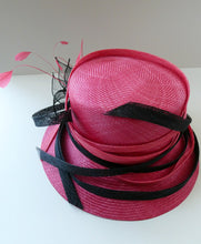 Load image into Gallery viewer, Vintage Bright Cerise Pink FORMAL Designer Hat; c 2000. Designed by EMMA B (unworn)
