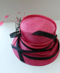 Vintage Bright Cerise Pink FORMAL Designer Hat; c 2000. Designed by EMMA B (unworn)
