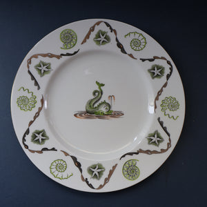 Large 1950s WEDGWOOD Plate. Dolphin Design by Sir Laurence Whistler. Yellow Version