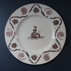 Large 1950s WEDGWOOD Plate. Dolphin Design by Sir Laurence Whistler. Pink Version
