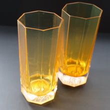 Load image into Gallery viewer, PAIR: Rosenthal Versace MEDUSA Limiere Rhapsody Amber Tall Highball Glasses
