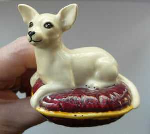 Vintage BESWICK Figurine of a Little Chihuahua Dog Lying on a Cushion