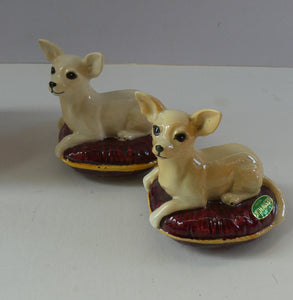 Vintage BESWICK Figurine of a Little Chihuahua Dog Lying on a Cushion