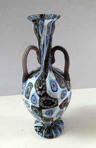 Vintage Fratelli Toso Fused Millefiori Satin Glass Vase