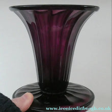 Load image into Gallery viewer, Stylish 1909 James POWELL for Whitefriars Glass Fluted Amethyst Vase. Trumpet Shaped.  5 inches
