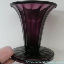 Load image into Gallery viewer, Stylish 1909 James POWELL for Whitefriars Glass Fluted Amethyst Vase. Trumpet Shaped.  5 inches
